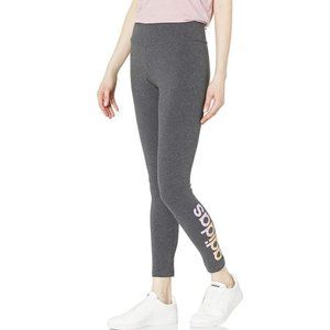 Adidas Women's XS Linear Logo Full Length  Leggings  Gray High Rise NWT $35
